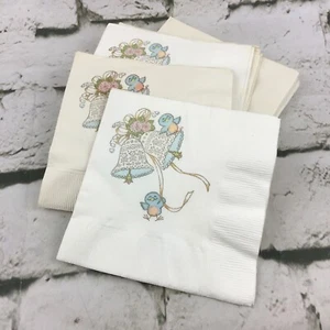 Vintage Hallmark Luncheon Beverage Napkins Lot Of 22 Wedding Bells Blue Birds - Picture 1 of 8