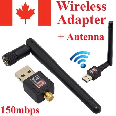 150 Mbps Wireless USB WiFi Network Adapter LAN Card w/Antenna 802.11N For PC - Image 1 of 2