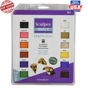 Craft Oven Bake Polymer Clay Set 14Count Kid Adult Non Toxic Easy Use Multicolor - Picture 1 of 16