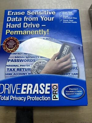 DRIVEERASE PRO Total Privacy Protection NEW Erase Hard Drive Data DRIVE ERASE - Image 1 of 4