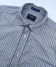 Hackett London Check Shirt Finest Italian Cotton Long Sleeve Light Blue Mens M