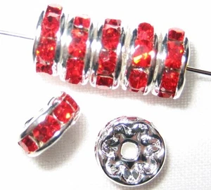 20 rondelas de estrás Swarovski 8 mm plata/rubí - Imagen 1 de 1