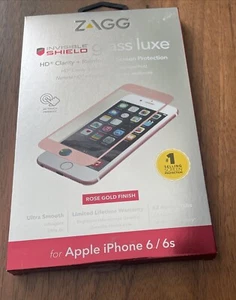 ZAGG Screen Protector for iPhone 6/6s/7/8 Rose Gold Finish - Tempered Glass Luxe - Picture 1 of 6
