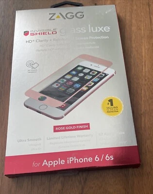 ZAGG Screen Protector for iPhone 6/6s/7/8 Rose Gold Finish - Tempered Glass Luxe - Image 1 of 4