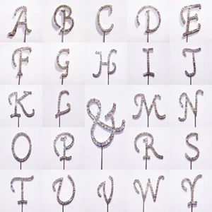 SET DI 27 LETTERE PICK TOPPER PER TORTA DIAMANTATA topper in cristallo matrimonio A-Z & - Foto 1 di 1