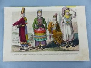 GRAVURE ancienne vers 1850 costumes RUSSIE TCHOUVAC TCHEREMISSES MORDOUANES ,108 - Picture 1 of 1