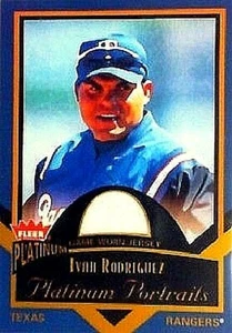 IVAN RODRIGUEZ 2003 FLEER PLATINUM PORTRAITS GAME USED JERSEY - Picture 1 of 1