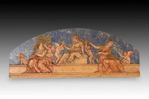 Virtues, relief. Molded and polychrome alabaster. 20th century, after Raphael. - Picture 1 of 7