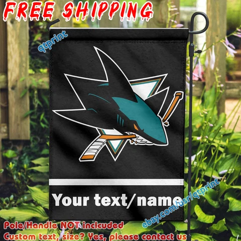 Custom Name Text San Jose Sharks Garden Flag Double Sided 12x 18" Fans Gift NHL Cover