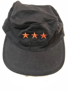 Dixie Chicks Black Hat Orange Stars Embroidered By Magic Headwear L/XL Ultra Fit - Picture 1 of 3