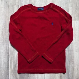 Polo Ralph Lauren Boys 4 Long Sleeve Shirt Red Layer Warm Waffle Knit - Picture 1 of 3