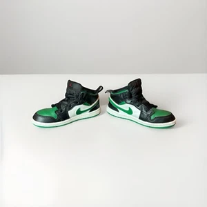 Nike Air Jordan Retro 1 Mid Size 10C Black, Green & White  - Picture 1 of 5