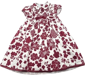 Trish Scully Child Burgundy Floral Velvet Bow/Trim Smocked Lined Dress Sz 5 - Picture 1 of 10