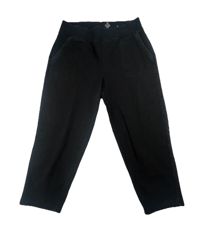T by Talbots Relaxed Crop Pants Women’s SP Black Pull-On Stretch Comfort Pockets - Imagem 1 de 4