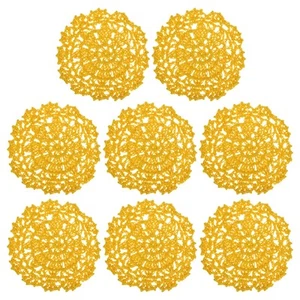 Tessuto Sottobicchieri,8pz 4" con Motivo Floreale per Decorazione (Giallo) - Foto 1 di 5