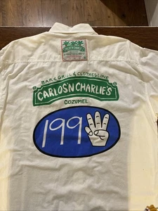 Vintage Carlos N Charlies 1993 Shirt Men XL Button Down Graphic Mexico. SEE NOTE - Picture 1 of 12