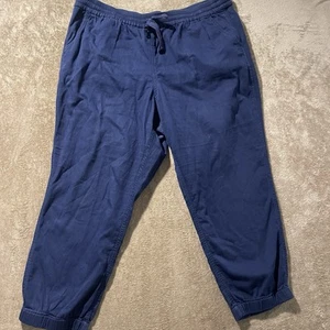 J. Crew Pants Womens Sz 18 Plus Pull On Joggers Navy Blue Stretch Drawstring - Picture 1 of 9