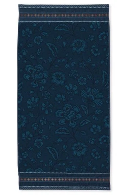 PIP Studio Handtuch Jasmin Dark Blue 55x100 cm Jacquard Frottee Blumen blau - Bild 1 von 4