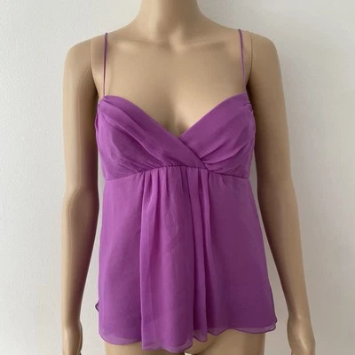 Top camisola vintage Betsey Johnson seda púrpura talla 2 Foto 1 de 4