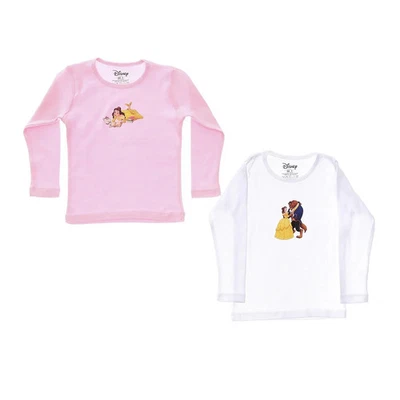 Disney Beauty and the Beast Kids 2-Pack Long Sleeve Shirts Cotton Blend NWT - Image 1 of 3