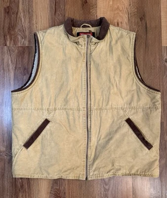 Chaleco Wrangler Hero Hombres XL Imitación Sherpa Forrado Caqui Tostado Pana Cremallera Foto 1 de 4