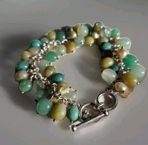 RARE FIND Vtg Whitney Kelly WK 925 silver Cha-cha Bracelet Pearl Carnelian Jade - Picture 1 of 15