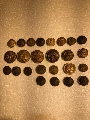 36 Vintage Brass Service Buttons & 14 Vintage Canadian Service Buttons - Image 1 of 3