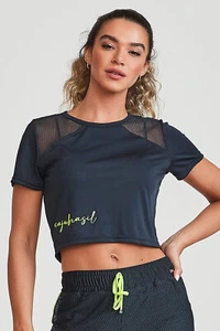 Brazilian Active-Wear Fitness Gym Kurzarm Crop Top Schwarz Gr. S M L 101 - Bild 1 von 4