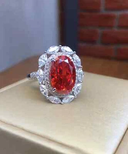 4.05 Ct Oval Cut Natural Ruby & Diamond Engagement Ring 14K White Gold Size ALL - Picture 1 of 10