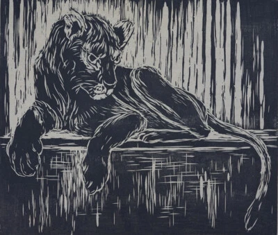 Löwe Ruth Meier Expressionist Holzschnitt - Bild 1 von 4