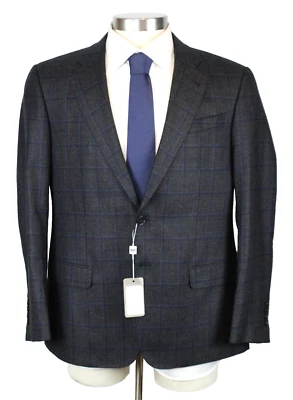 Armani Collezioni Sport Coat 44 R Mens Dark Grey Windowpane Silk Wool Blazer - Image 1 of 4