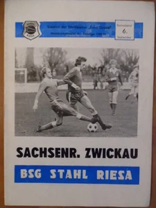 BSG Stahl Riesa - Sachsenring Zwickau 6.9. 1980 * Oberliga Fußballprogramm 72 - Picture 1 of 1