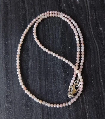 2-3 毫米精致粉红色蛋白石刻面圆形宝石串珠项链 24 英寸女式礼物 — 第 1/4 张图片