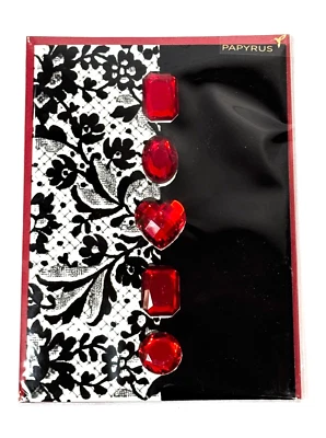 Papyrus Greeting Card Valentines Day Embellished Rhinestones Velvety Floral - Image 1 of 2