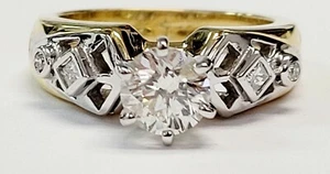 Anillo de compromiso de diamantes semi montura de oro amarillo y blanco de 18 quilates EX de 1,22 quilates joyería - Imagen 1 de 3