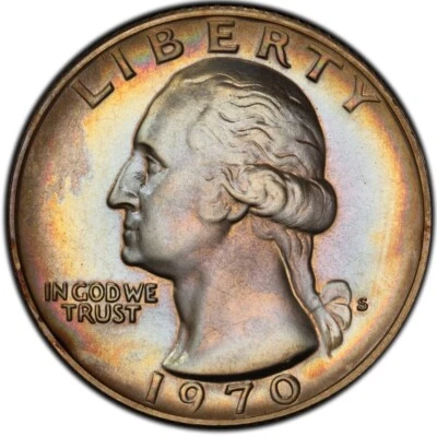 PR66 1970-S 25C Washington Proof Quarter- PCGS Trueview- Pretty Toned - Image 1 of 4