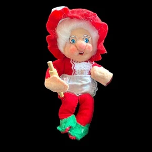 VINTAGE 1982 RENNOC MRS CLAUS PLÜSCH WEIHNACHTEN Figur Backen Nudelholz Plätzchen - Bild 1 von 6
