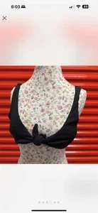 Top bikini donna da bagno Zaful. Cravatta nera davanti. Taglia Large Nuova Con Etichetta - Foto 1 di 4