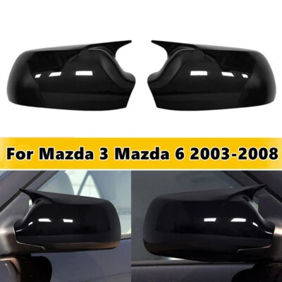 Cubierta de tapa de espejo retrovisor lateral estilo bocina OX negro brillante ABS para Mazda 3 6 2003-2008 Foto 1 de 4