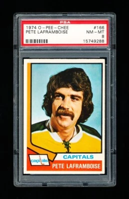 1974 OPC HOCKEY 166 PETE LAFRAMBOISE PSA 8 NM-MINT CAPITALS - Image 1 of 3