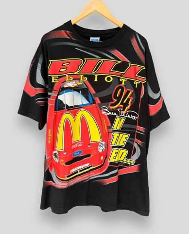 Vintage Bill Elliott McDonald’s Nascar T-Shirt Size XL All Over Print AOP 1999 Cover