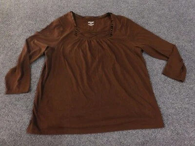 Liz & Me 0X上衣棕色套头女式沿海棉经典聚酯纤维 — 第 1/4 张图片