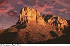 Postal de colección El Capitán luz temprana El Paso Carlsbad Caverns Highway casi nueva - Imagen 1 de 2