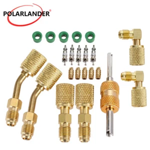 R410A Charging Vacuum Port Adapter Kit 2 PCS 45° 90 Degree for Mini Split System - Picture 1 of 15