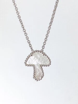  COLLAR SETAS MADREPERLA RODIO PLATA ESTERLINA ORO BLANCO NUEVO Foto 1 de 4