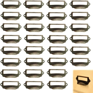 Office Library File Drawer Tag Frame Label Holder Pull Handle 30Pcs (Brass) - Picture 1 of 4