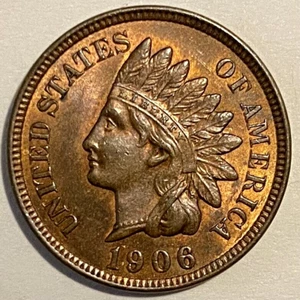 Uncirculated 1906 Philadelphia Mint Indian Head Cent - Picture 1 of 5
