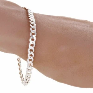 Italian 925 Sterling Silver Solid CUBAN Chain Bracelet 8" Unisex 4mm - 5.5 grams - Picture 1 of 3
