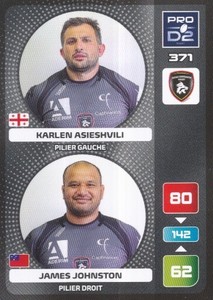 371 ASIESHVILI JOHNSTON ROUEN NORMANDIE PANINI CARD ADRENALYN RUGBY PRO D2 2021
