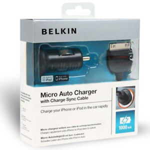 Belkin Fast Car Charger 30-Pin USB Data Sync/Charger Cable for Apple iPad 1 2 3